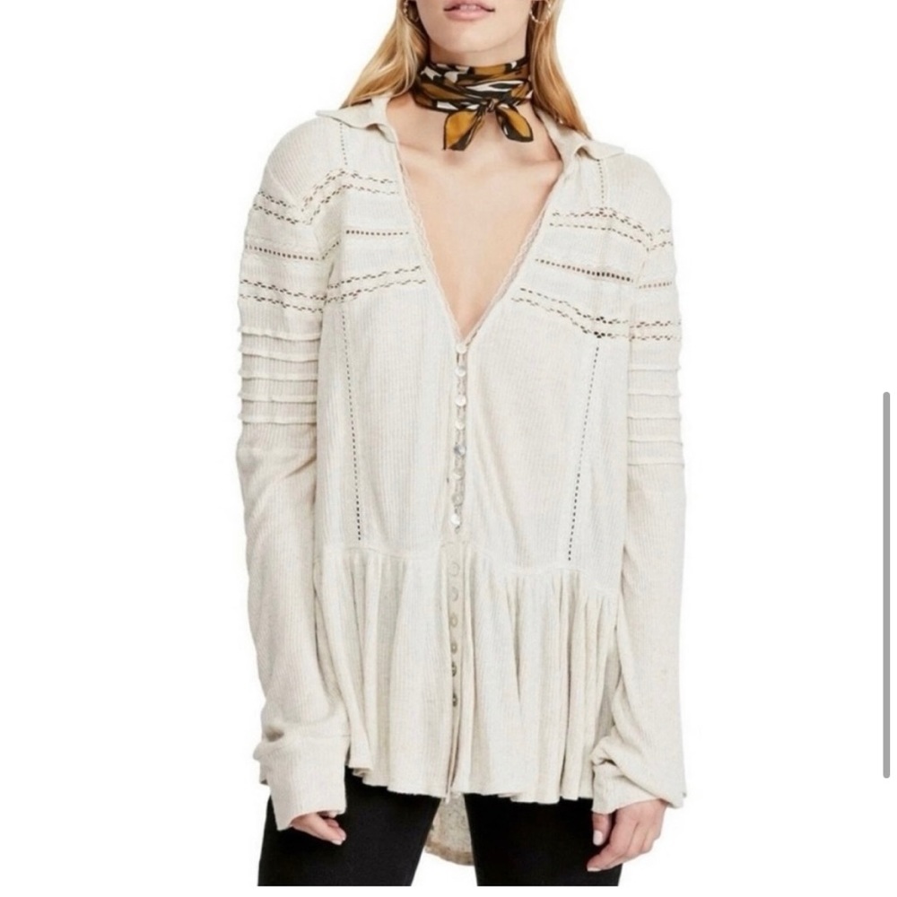 Free People ribbed button down tunic